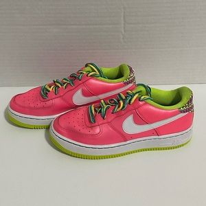 Nike Air Force 1 Pink and Neon Yellow/Green